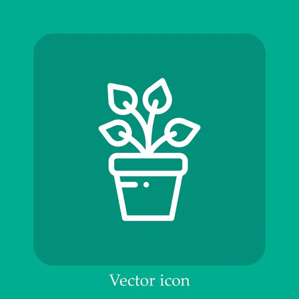 Icône Vectorielle Végétale Icône Linéaire Ligne Avec Course Modifiable — Image vectorielle