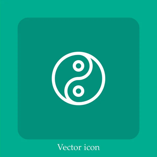 Yin Yang Symbole Icône Vectorielle Icône Linéaire Ligne Avec Trait — Image vectorielle