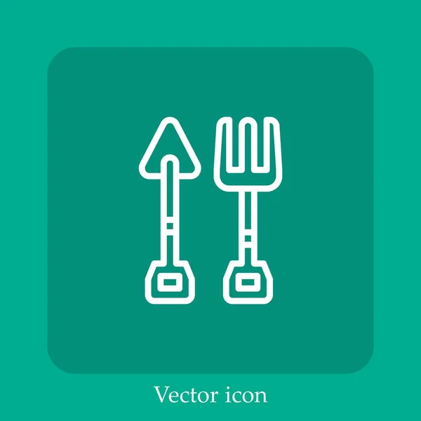 Сельскохозяйственные Инструменты Векторный Значок Linear Icon Line Редактируемым Штрихом — стоковый вектор