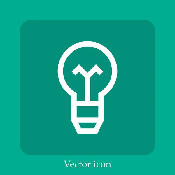 Icono Vector Bombilla Icon Line Lineal Con Carrera Editable — Vector de stock