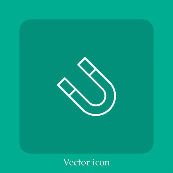 Icono Del Vector Del Imán Icon Line Lineal Con Carrera — Vector de stock