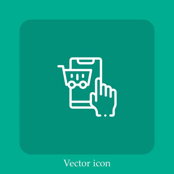 Ícone Vetor Compras Online Linear Icon Line Com Curso Editável — Vetor de Stock