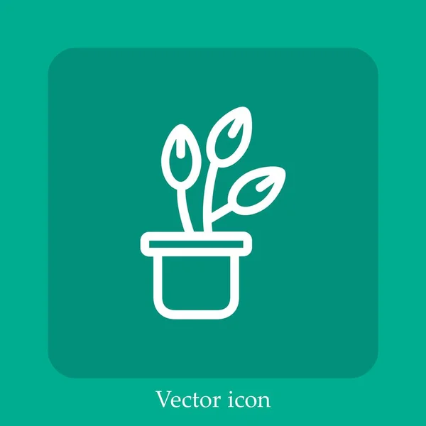 Ícone Vetorial Pot Linear Icon Line Com Curso Editável — Vetor de Stock