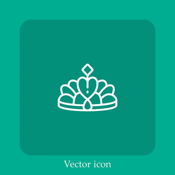 Tiara Vector Icono Lineal Icon Line Con Carrera Editable — Vector de stock