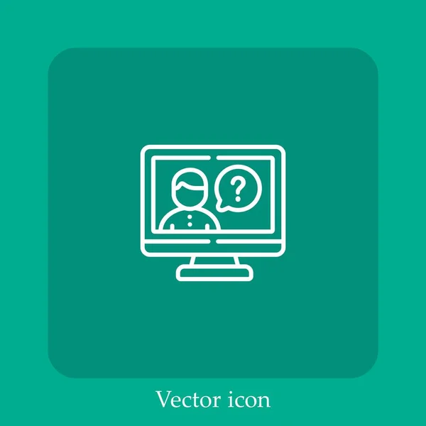 Icono Del Vector Chat Vídeo Icon Line Lineal Con Carrera — Vector de stock