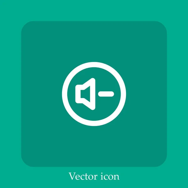 Volume Para Baixo Ícone Vetorial Linear Icon Line Com Curso — Vetor de Stock