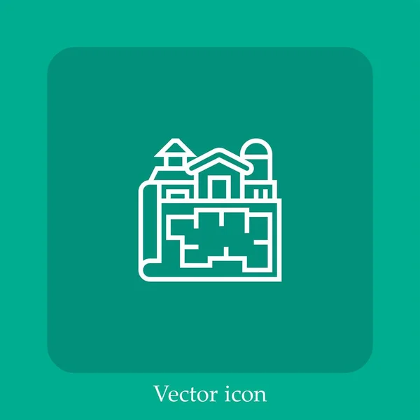 Blueprint Vector Icono Icon Line Lineal Con Carrera Editable — Vector de stock