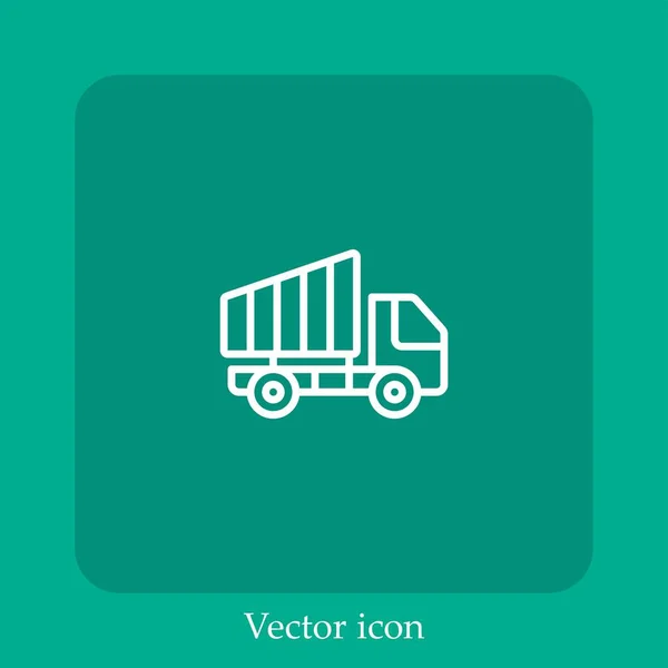 Dumper Vector Icono Lineal Icon Line Con Carrera Editable — Vector de stock