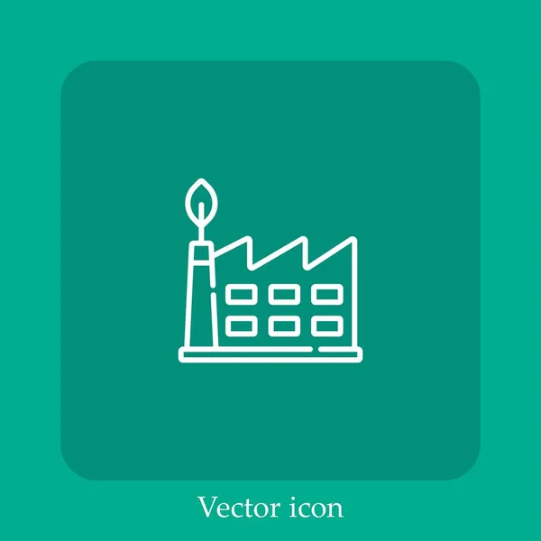 Icono Vector Fábrica Ecológica Icon Line Lineal Con Carrera Editable — Vector de stock