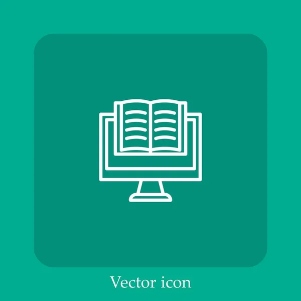 Ícone Vetor Elearning Linear Icon Line Com Curso Editável — Vetor de Stock