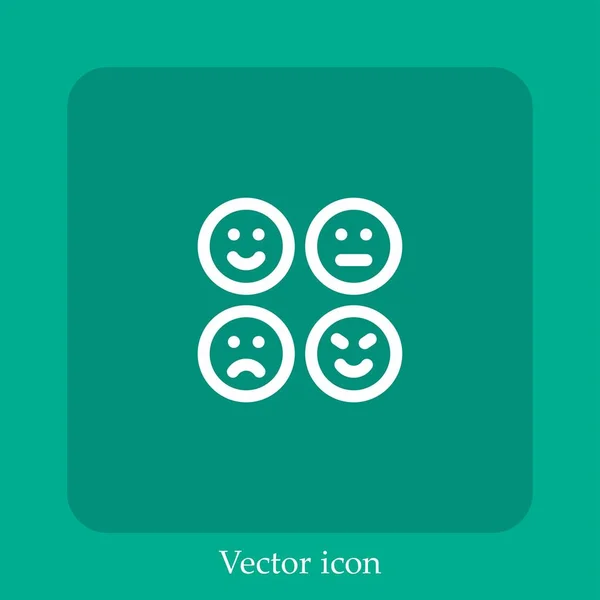 Ícone Vetor Emoções Linear Icon Line Com Curso Editável — Vetor de Stock