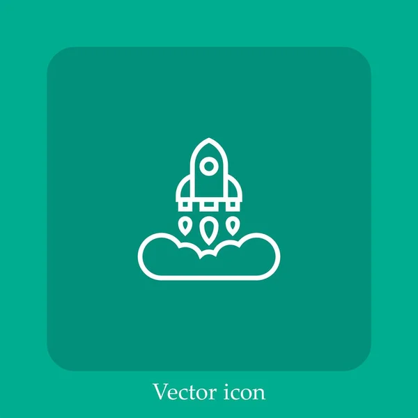 Icône Vectorielle Lancement Icône Linéaire Ligne Avec Course Modifiable — Image vectorielle