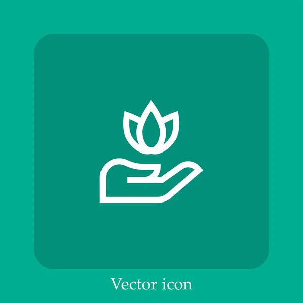 Icône Vectorielle Lotus Icône Linéaire Ligne Avec Course Modifiable — Image vectorielle