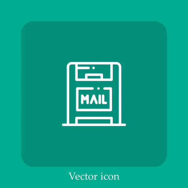 Icono Vector Buzón Icon Line Lineal Con Carrera Editable — Vector de stock