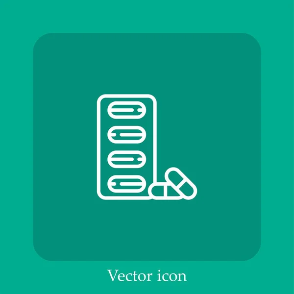 Pilules Icône Vectorielle Icône Linéaire Ligne Avec Course Modifiable — Image vectorielle