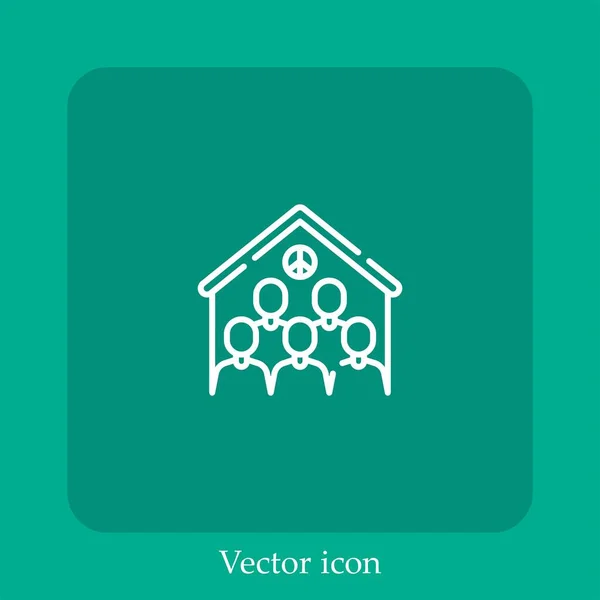 Icône Vectorielle Refuge Icône Linéaire Ligne Avec Trait Modifiable — Image vectorielle