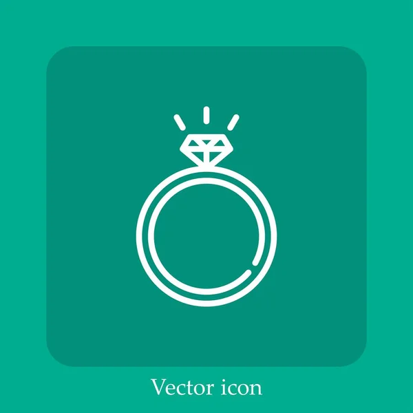 Ícone Vetor Anel Casamento Icon Line Linear Com Curso Editável — Vetor de Stock