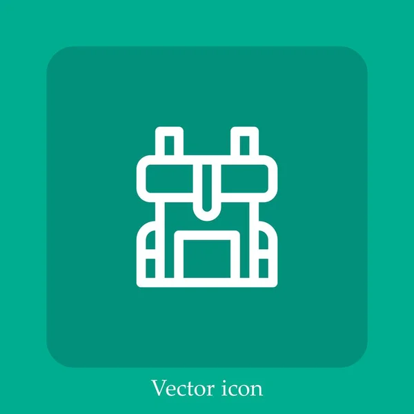 Icono Vector Mochila Icon Line Lineal Con Carrera Editable — Vector de stock