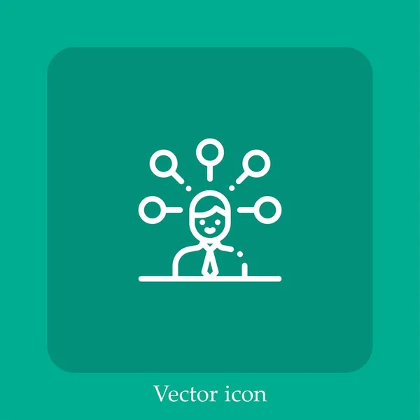 Ícone Vetorial Homem Negócios Linear Icon Line Com Curso Editável — Vetor de Stock