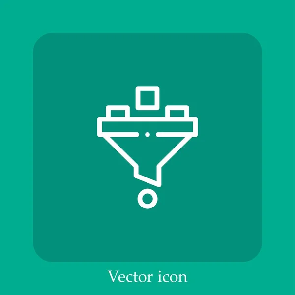 Icono Vector Filtro Icon Line Lineal Con Carrera Editable — Vector de stock