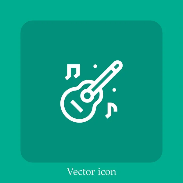 Icono Vector Guitarra Icon Line Lineal Con Carrera Editable — Vector de stock