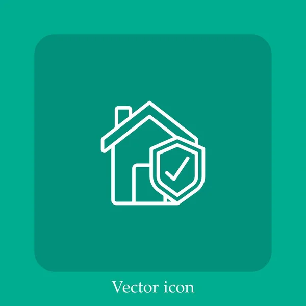 Icono Vector Seguro Para Hogar Icon Line Lineal Con Carrera — Vector de stock