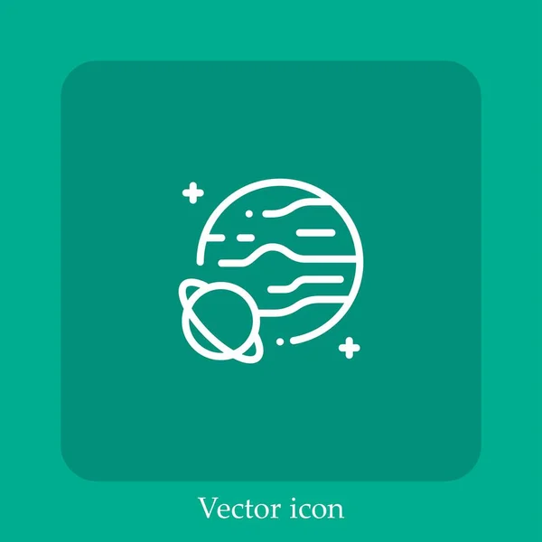 Jupiter Vector Icono Icon Line Lineal Con Carrera Editable — Vector de stock