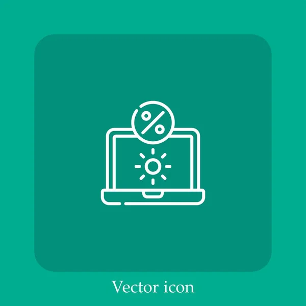 Ícone Vetor Laptop Linear Icon Line Com Curso Editável — Vetor de Stock