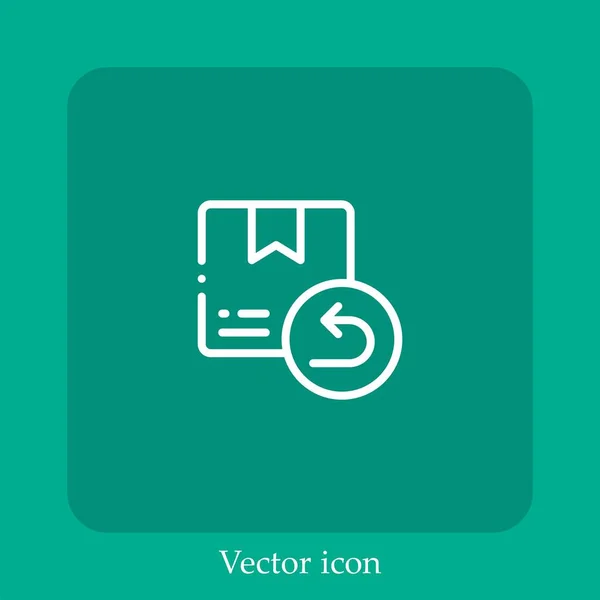 Ícone Vetor Caixa Retorno Linear Icon Line Com Curso Editável — Vetor de Stock