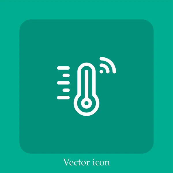 Icono Vector Temperatura Icon Line Lineal Con Carrera Editable — Vector de stock