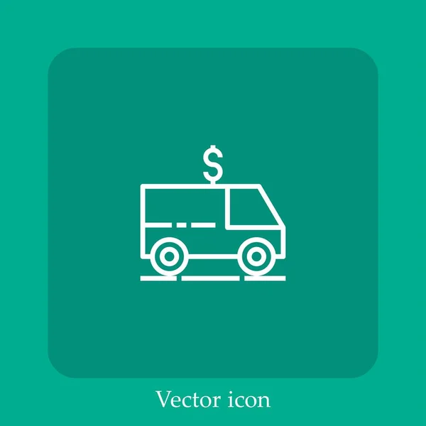 Van Vector Icono Lineal Icon Line Con Carrera Editable — Vector de stock
