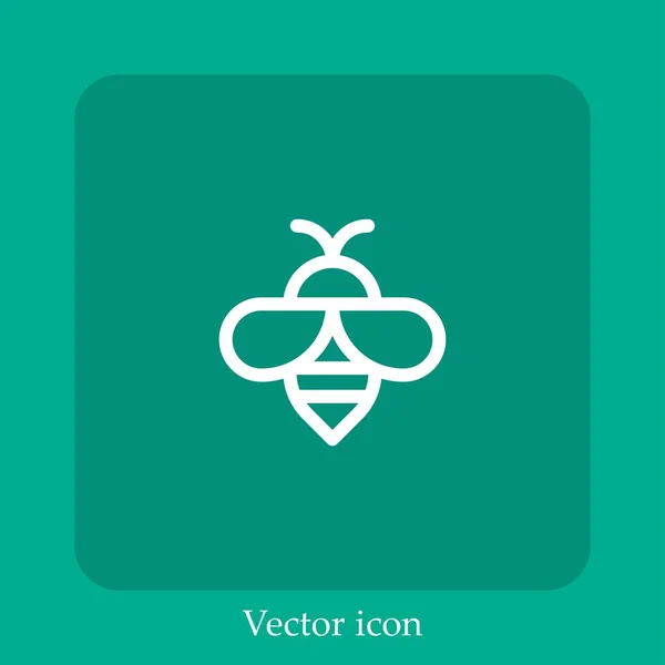 Icône Vectorielle Abeille Icône Linéaire Ligne Avec Trait Modifiable — Image vectorielle