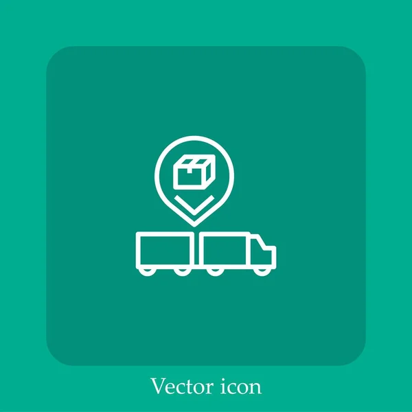 Lieferwagen Vektor Symbol Lineare Icon Line Mit Editierbarem Strich — Stockvektor