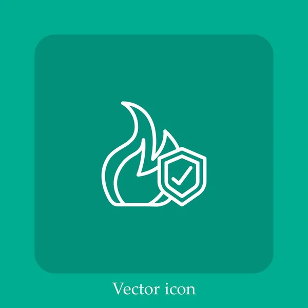 Icône Vectorielle Feu Icône Linéaire Ligne Avec Course Modifiable — Image vectorielle