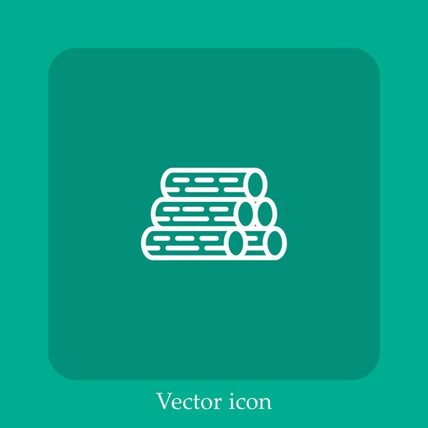 Ícone Vetor Lenha Linear Icon Line Com Curso Editável — Vetor de Stock