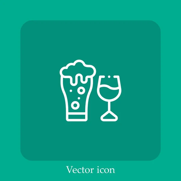 Icono Vector Vidrio Icon Line Lineal Con Carrera Editable — Vector de stock