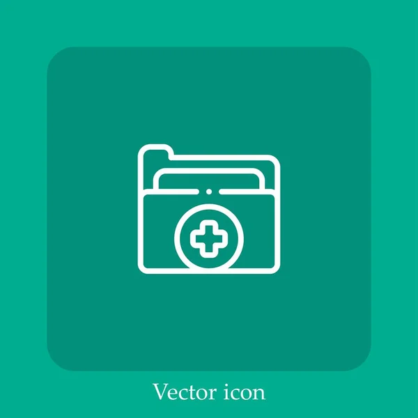 Icono Vector Carpeta Médica Icon Line Lineal Con Carrera Editable — Vector de stock