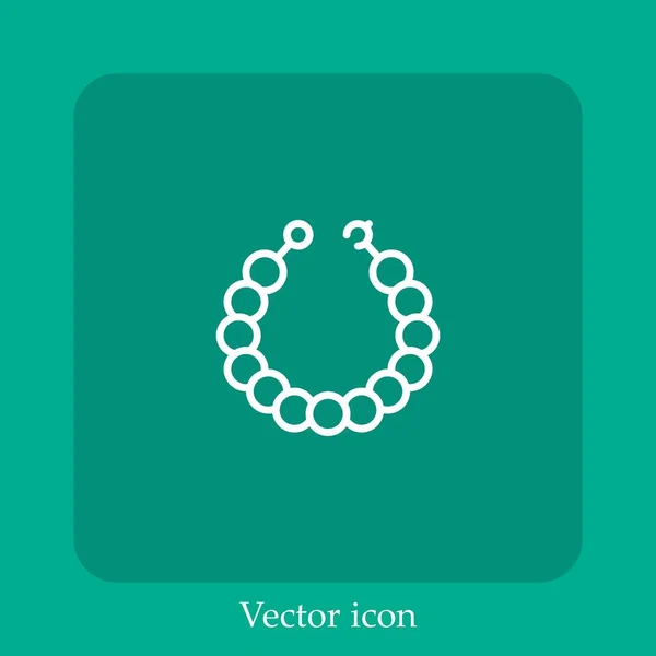 Collana Perle Icona Vettoriale Lineare Icon Line Con Colpo Modificabile — Vettoriale Stock