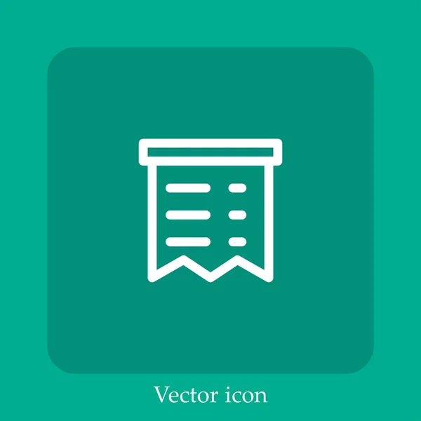 Icono Vector Recibo Icon Line Lineal Con Carrera Editable — Vector de stock