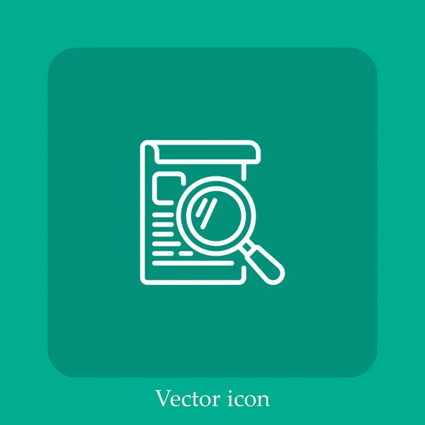 Ícone Vetor Pesquisa Linear Icon Line Com Curso Editável — Vetor de Stock