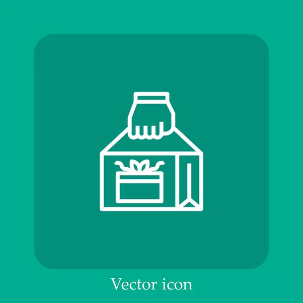 Einkaufstasche Vektor Symbol Lineare Icon Line Mit Editierbarem Strich — Stockvektor