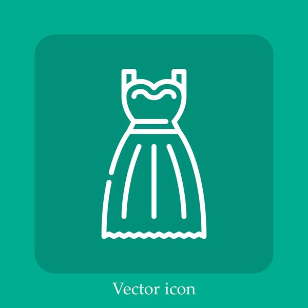 Vestido Noiva Ícone Vetor Icon Line Linear Com Curso Editável — Vetor de Stock