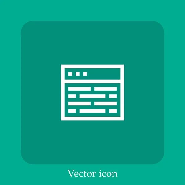 Icono Vector Código Icon Line Lineal Con Carrera Editable — Vector de stock