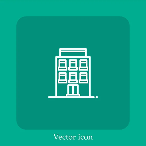 Ícone Vetorial Hotel Linear Icon Line Com Curso Editável — Vetor de Stock