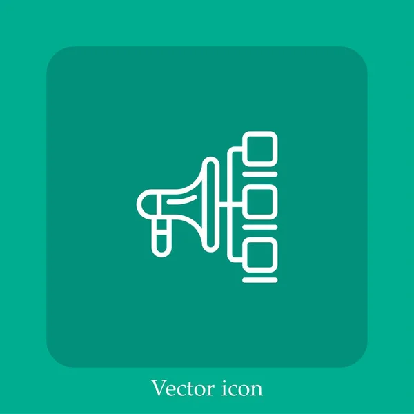 Icono Vector Megáfono Icon Line Lineal Con Carrera Editable — Vector de stock