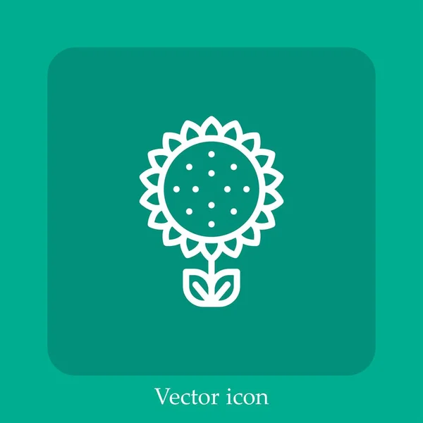 Ícone Vetor Girassol Linear Icon Line Com Curso Editável — Vetor de Stock