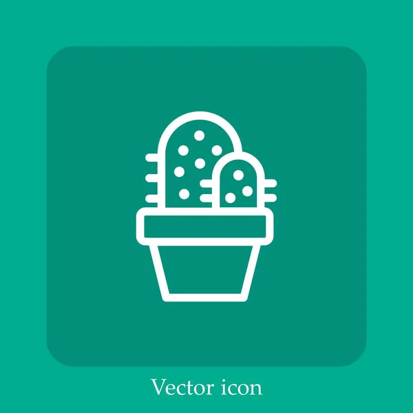 Cactus Vector Icon Linear Icon Line Editable Stroke — Stock Vector