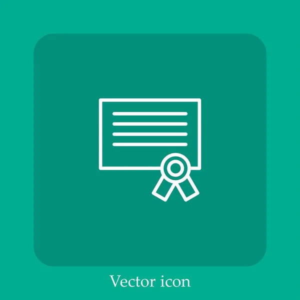 Ícone Vetor Diploma Linear Icon Line Com Curso Editável — Vetor de Stock