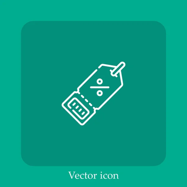 Icono Vector Descuento Icon Line Lineal Con Carrera Editable — Vector de stock