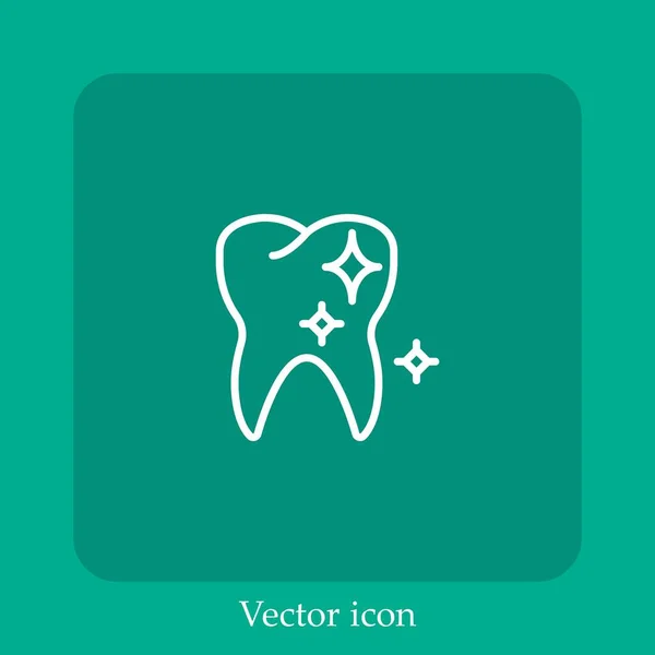 Icône Vectorielle Dent Saine Icône Linéaire Ligne Avec Course Modifiable — Image vectorielle